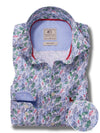 Muller Blue Printed Full Sleeve Tailored Fit Casual Cotton Shirt
