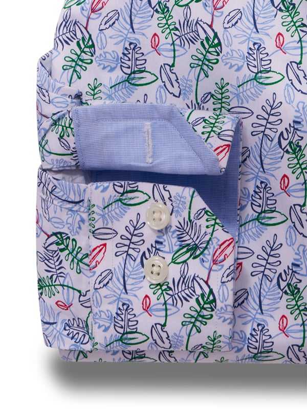 Muller Blue Printed Full Sleeve Tailored Fit Casual Cotton Shirt