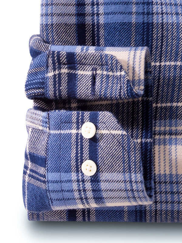 Keane Twill Blue Check Full Sleeve Tailored Fit Casual Cotton Shirt