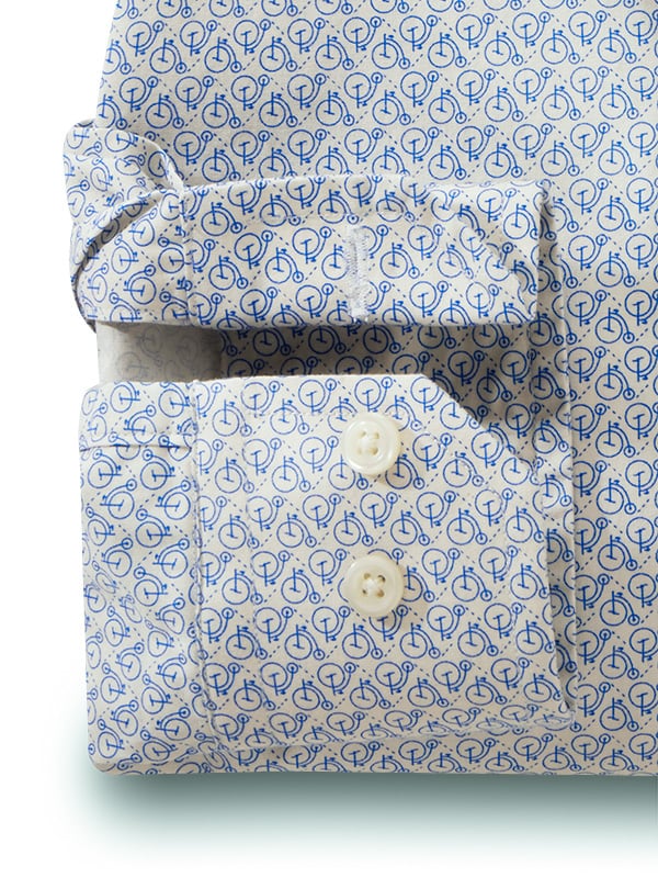 Beckham Blue Printed Full Sleeve Tailored Fit Casual Cotton Shirt