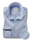 Aigio Melange Knitted Blue Solid Full Sleeve Tailored Fit Casual Cotton Shirt