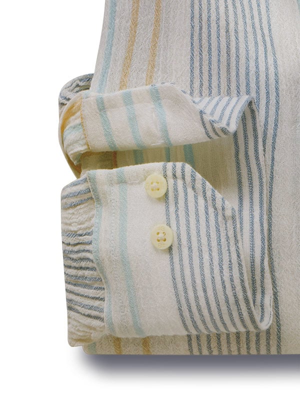 Brac Crepe Blue Striped Full Sleeve Tailored Fit Casual Cotton Shirt