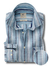 Xander Slub Blue Striped Full Sleeve Tailored Fit Casual Cotton Shirt