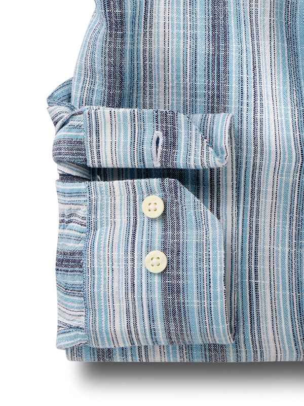 Xander Slub Blue Striped Full Sleeve Tailored Fit Casual Cotton Shirt