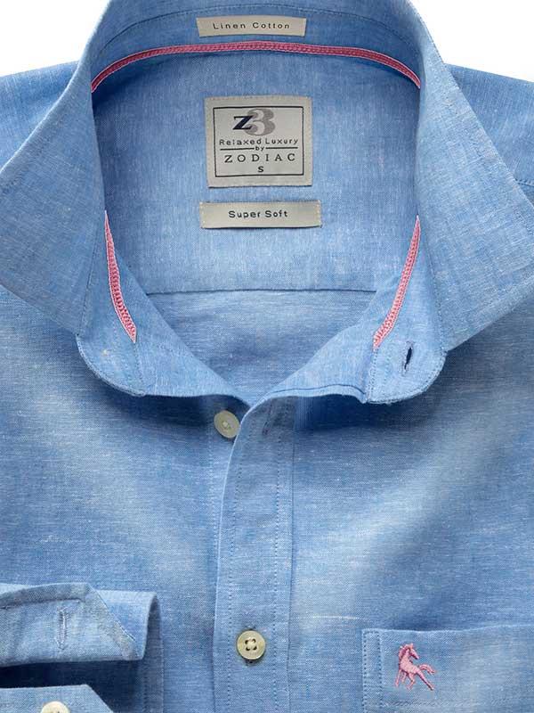 Sardinia Blue Solid    Blended Shirt