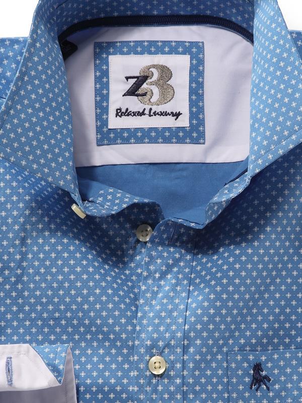 Lager Blue Printed    Cotton Shirt