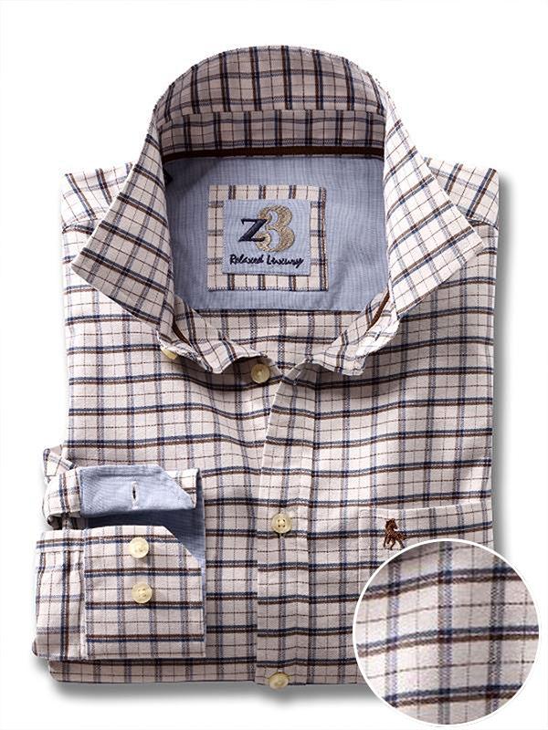 Dunham Brown Check Full sleeve single cuff   Cotton Shirt