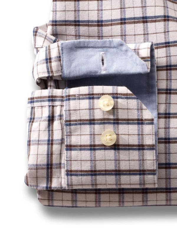 Dunham Brown Check Full sleeve single cuff   Cotton Shirt