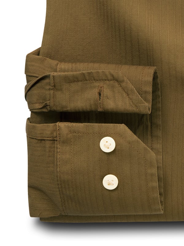 Bryson Dobby Garment Dyed Brown Striped Full Sleeve Tailored Fit Casual Cotton Shirt
