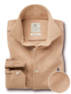 Aigio Melange Knitted Brown Solid Full Sleeve Tailored Fit Casual Cotton Shirt