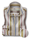 Frances Slub Brown Striped Full Sleeve Tailored Fit Casual Cotton Shirt