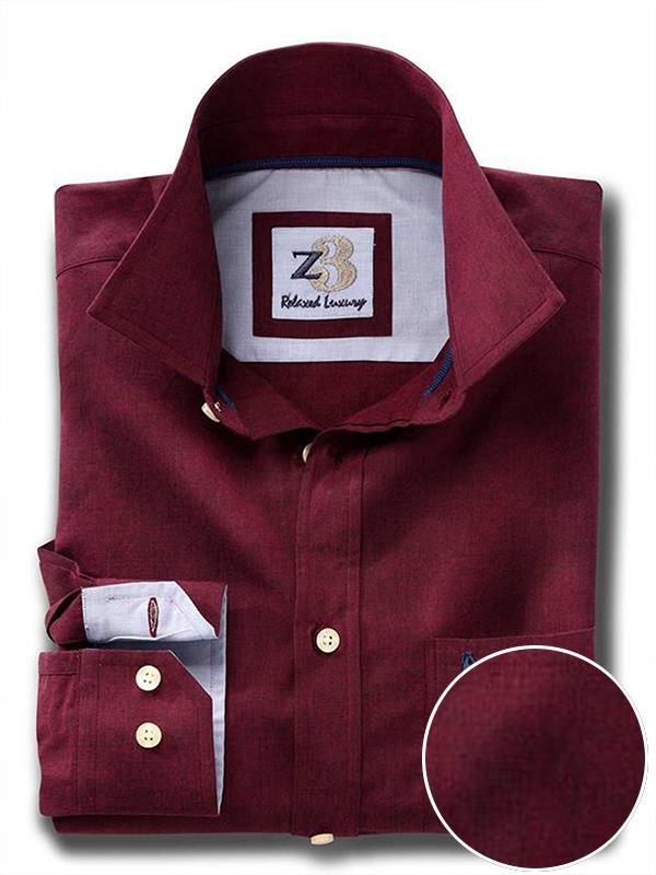 Daniel Burgundy Solid Full sleeve single cuff   Cotton Shirt