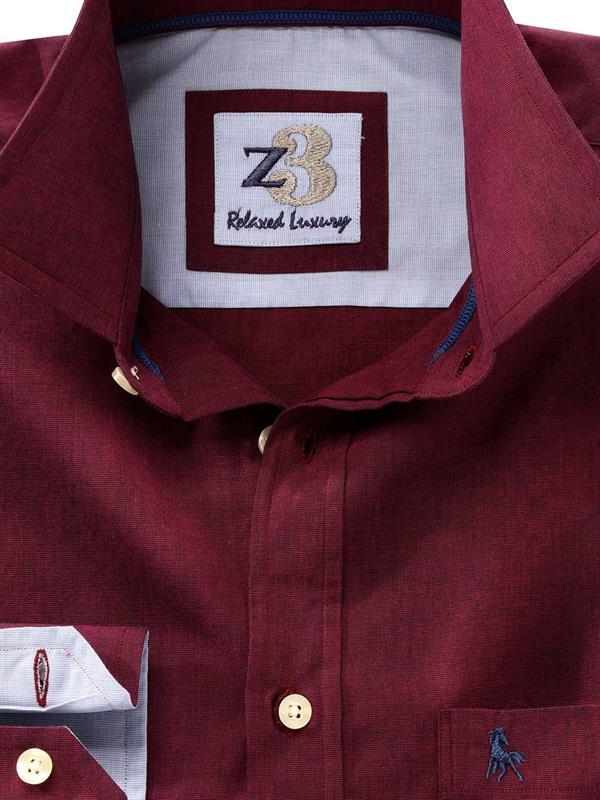 Daniel Burgundy Solid Full sleeve single cuff   Cotton Shirt