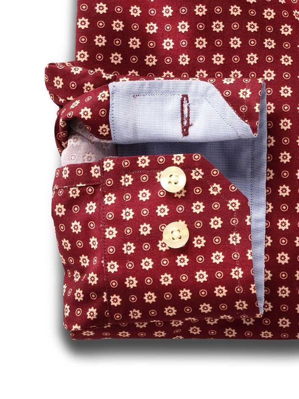 Lopez Burgundy Printed Full sleeve single cuff   Cotton Shirt