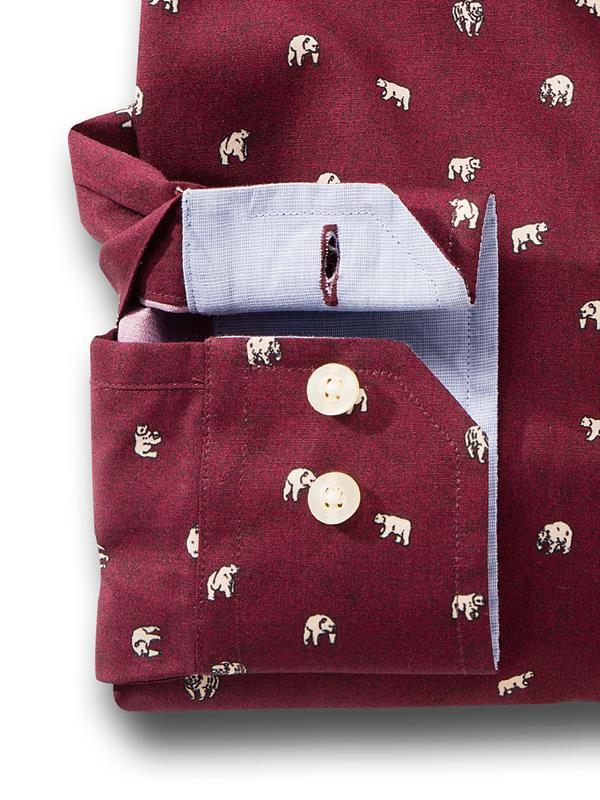 Polar Burgundy Printed Full sleeve single cuff   Cotton Shirt
