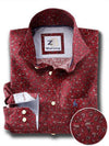Steven Burgundy Printed Full sleeve single cuff   Cotton Shirt