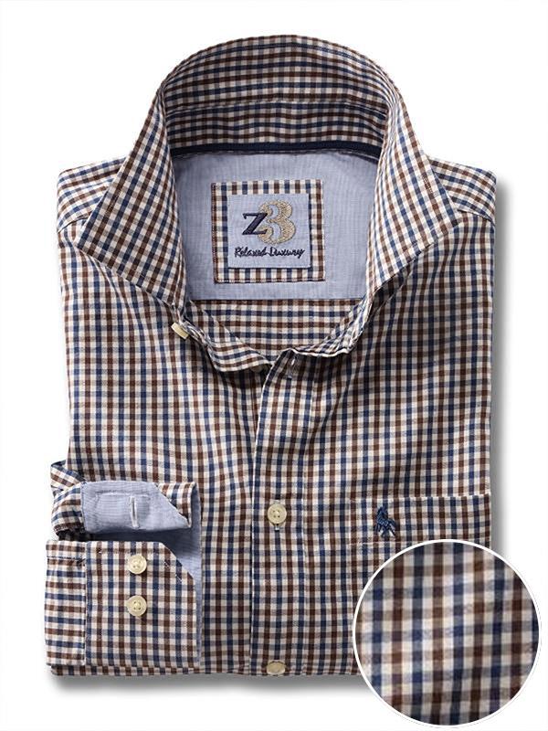 Peters Chocolate Check Full sleeve single cuff   Cotton Shirt
