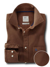 Draper Twill Garment Dyed Chocolate Solid Full Sleeve Tailored Fit Casual Cotton Shirt
