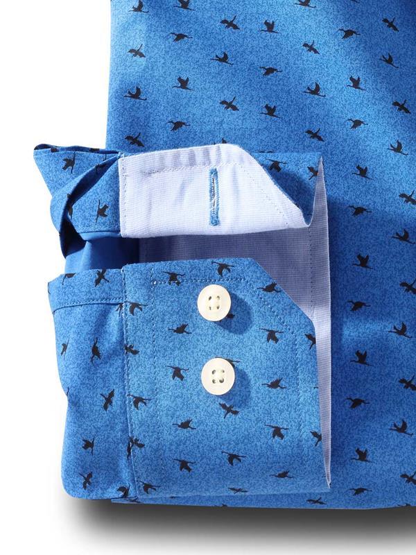 Swan Cobalt Printed    Cotton Shirt