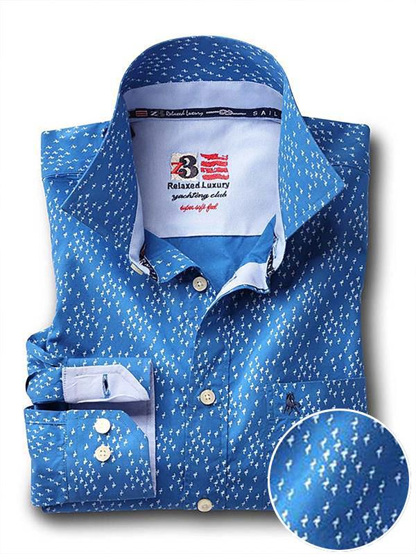Flamingo Cobalt Printed Full sleeve single cuff   Cotton Shirt
