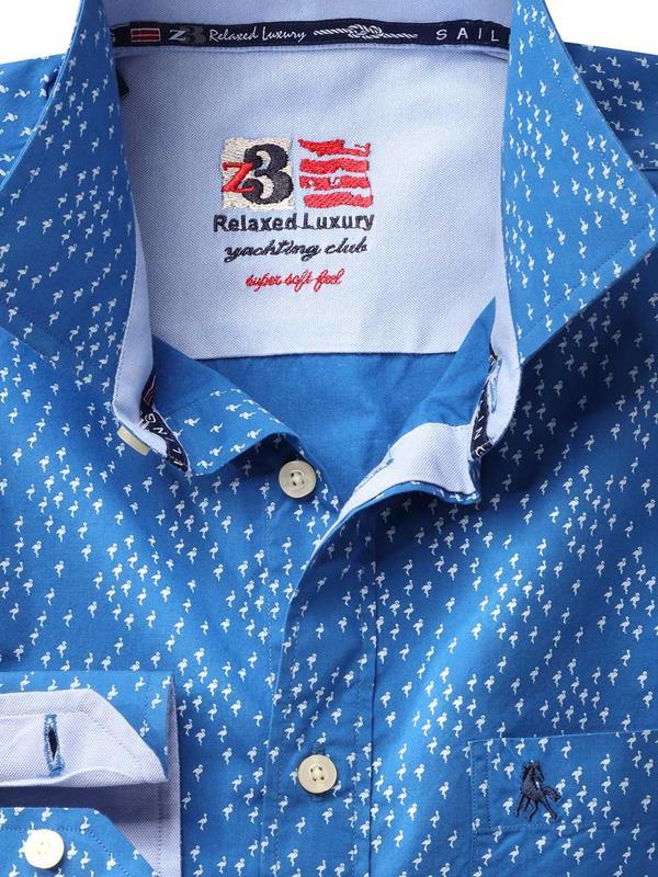 Flamingo Cobalt Printed Full sleeve single cuff   Cotton Shirt