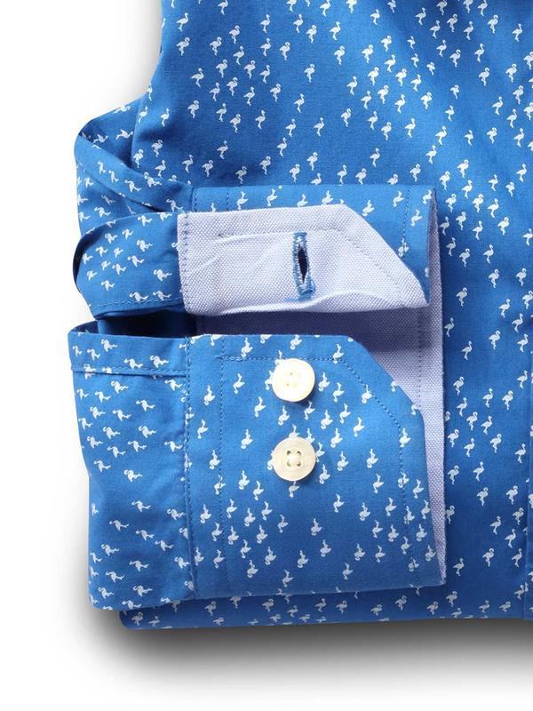 Flamingo Cobalt Printed Full sleeve single cuff   Cotton Shirt