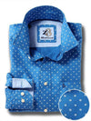 Aguero Cobalt Printed Full sleeve single cuff   Cotton Shirt