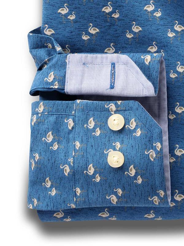 Flamingo Cobalt Printed Full sleeve single cuff   Cotton Shirt