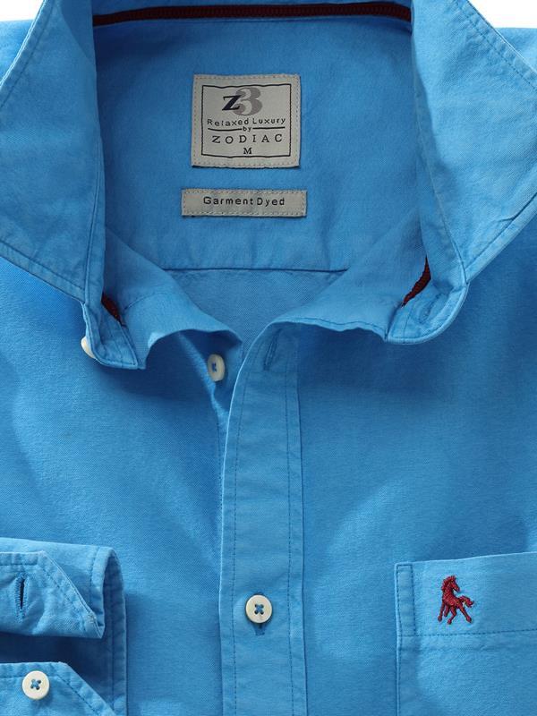 Marbella Cobalt Solid Full sleeve single cuff   Cotton Shirt