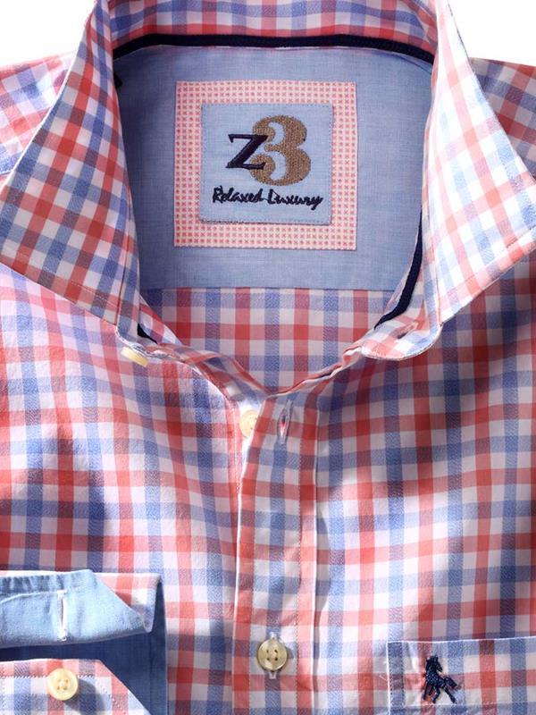 Norte Coral Check Full sleeve single cuff   Cotton Shirt
