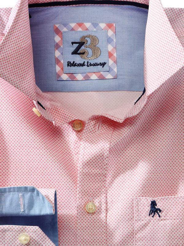 Siesta Coral Printed Full sleeve single cuff   Cotton Shirt