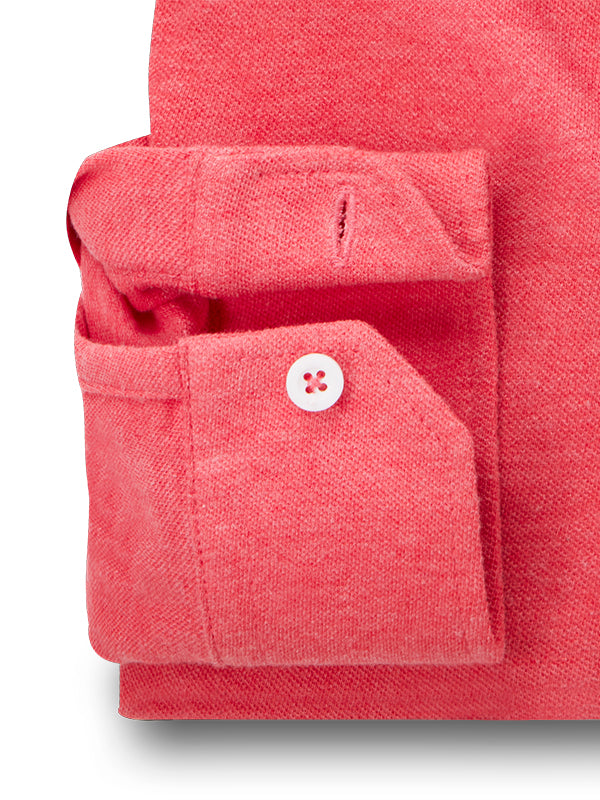 Aigio Melange Knitted Coral Solid Full Sleeve Tailored Fit Casual Cotton Shirt