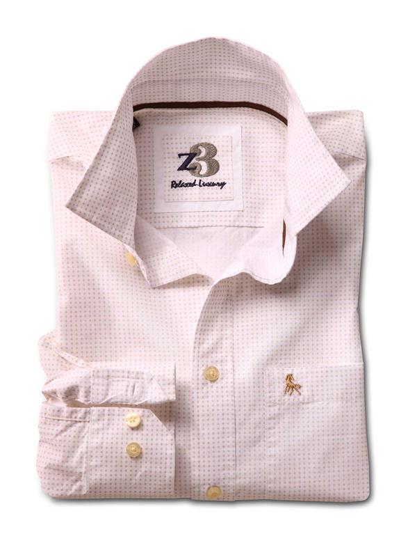 Ale Cream Printed Full sleeve single cuff   Cotton Shirt