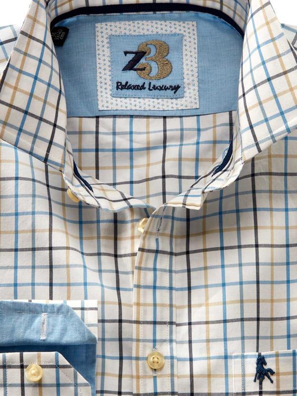 Bavaro Cream Check Full sleeve single cuff   Cotton Shirt