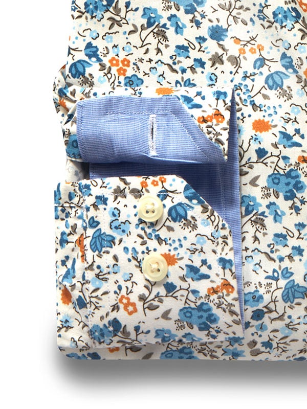 Rubio Cream Printed Full Sleeve Tailored Fit Casual Cotton Shirt