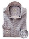 Defoe Cream Printed Full Sleeve Tailored Fit Casual Cotton Shirt
