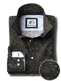 Steven Dark Grey Printed Full sleeve single cuff   Cotton Shirt