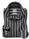 Daniil Dark Grey Striped Full Sleeve Tailored Fit Casual Cotton Shirt