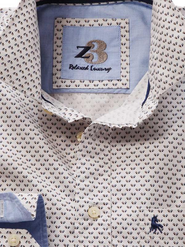 Kitts Ecru Printed Cotton Shirt