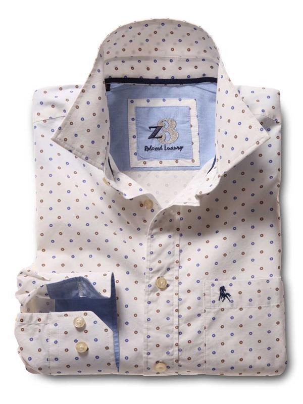 Maarten Ecru Printed Cotton Shirt