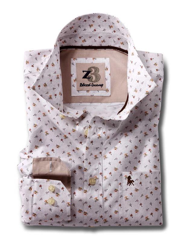 Island Ecru Printed    Cotton Shirt