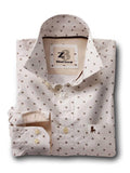Lionel Ecru Printed Full sleeve single cuff   Cotton Shirt