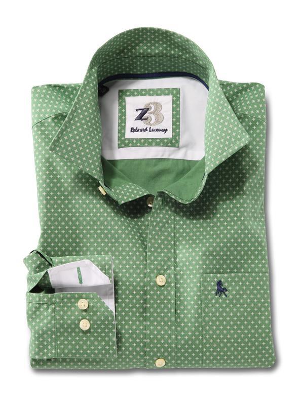 Lager Green Printed    Cotton Shirt