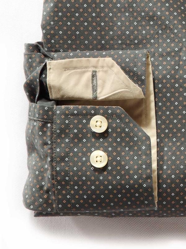 Grut Green Printed Full sleeve single cuff   Cotton Shirt