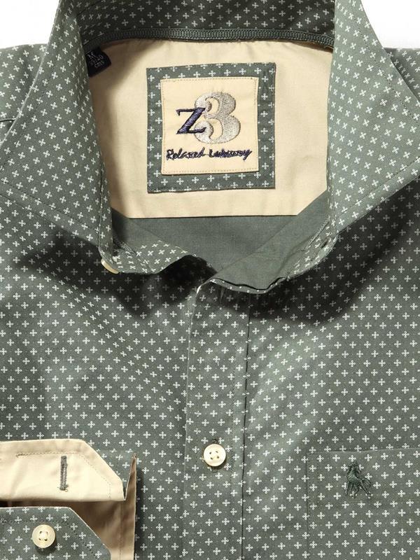Porter Green Printed Full sleeve single cuff   Cotton Shirt