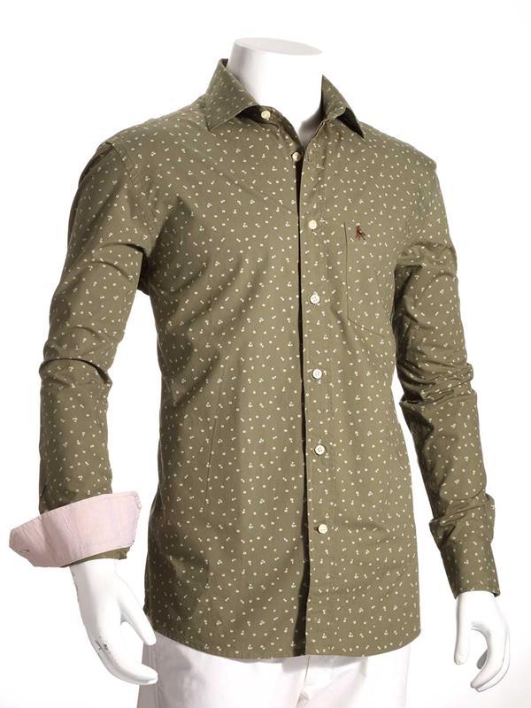 Buds Green Printed    Cotton Shirt