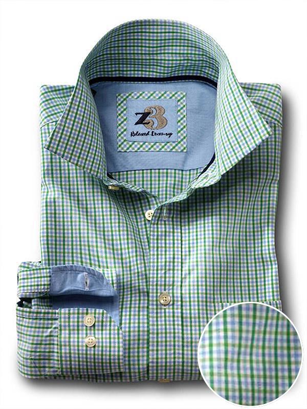 Wayne Green Check Full sleeve single cuff   Blended Shirt