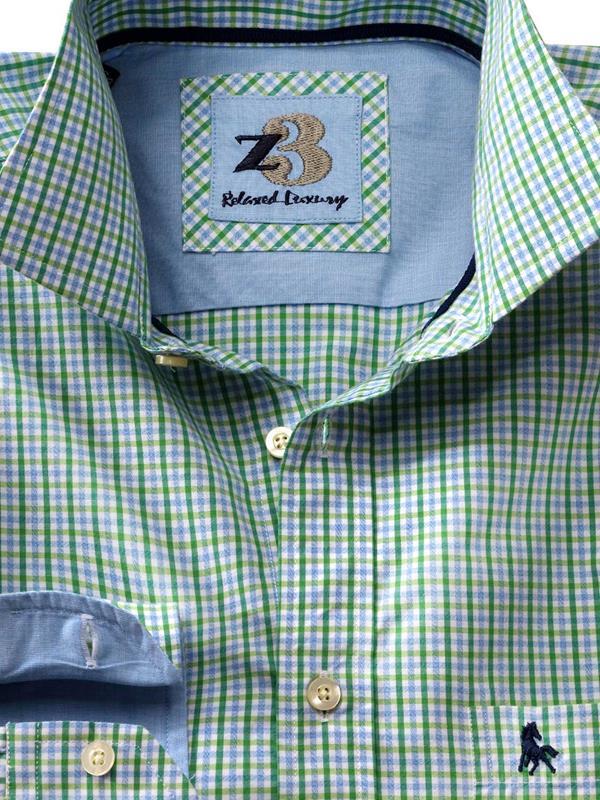 Wayne Green Check Full sleeve single cuff   Blended Shirt
