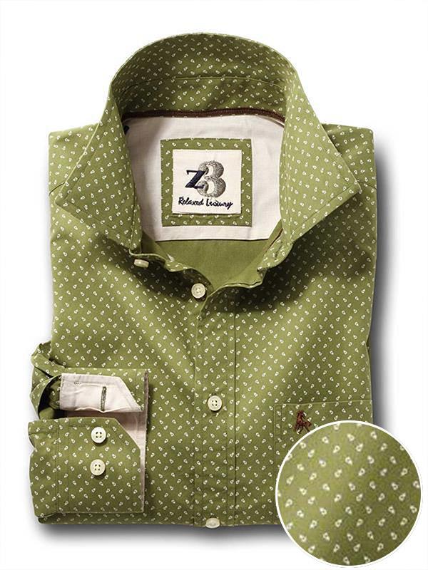Aaron Green Printed Full sleeve single cuff   Cotton Shirt