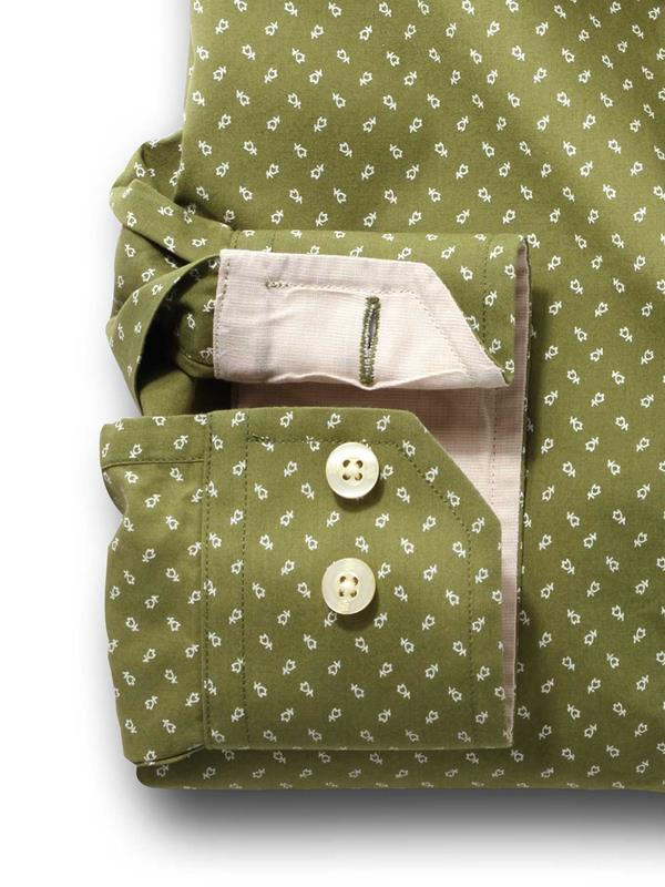 Aaron Green Printed Full sleeve single cuff   Cotton Shirt